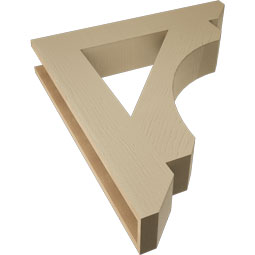 Ekena Millwork - BKTUR055X32X36LEC06RCPR - Timberthane Faux Wood Legacy Style Bracket, Slat Ends, 5 1/2"W x 32"D x 36"H, Primed Tan