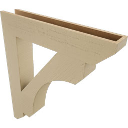 Ekena Millwork - BKTUR055X32X38LEC06RCPR - Timberthane Faux Wood Legacy Style Bracket, Slat Ends, 5 1/2"W x 32"D x 38"H, Primed Tan