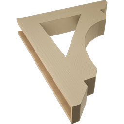 Ekena Millwork - BKTUR055X32X38LEC06RCPR - Timberthane Faux Wood Legacy Style Bracket, Slat Ends, 5 1/2"W x 32"D x 38"H, Primed Tan