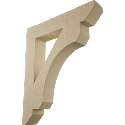 Ekena Millwork - BKTUR055X32X38LEC06RCPR - Timberthane Faux Wood Legacy Style Bracket, Slat Ends, 5 1/2"W x 32"D x 38"H, Primed Tan
