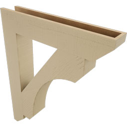 Ekena Millwork - BKTUR055X32X40LEC06RCPR - Timberthane Faux Wood Legacy Style Bracket, Slat Ends, 5 1/2"W x 32"D x 40"H, Primed Tan