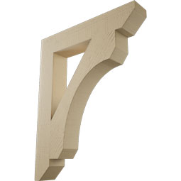Ekena Millwork - BKTUR055X32X40LEC06RCPR - Timberthane Faux Wood Legacy Style Bracket, Slat Ends, 5 1/2"W x 32"D x 40"H, Primed Tan
