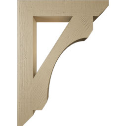 Ekena Millwork - BKTUR055X32X44LEC06RCPR - Timberthane Faux Wood Legacy Style Bracket, Slat Ends, 5 1/2"W x 32"D x 44"H, Primed Tan
