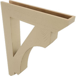 Ekena Millwork - BKTUR055X32X44LEC06RCPR - Timberthane Faux Wood Legacy Style Bracket, Slat Ends, 5 1/2"W x 32"D x 44"H, Primed Tan