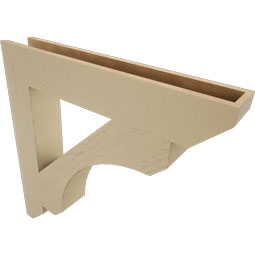 Ekena Millwork - BKTUR055X34X34LEC06RCPR - Timberthane Faux Wood Legacy Style Bracket, Slat Ends, 5 1/2"W x 34"D x 34"H, Primed Tan