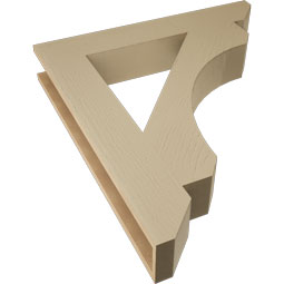 Ekena Millwork - BKTUR055X34X38LEC06RCPR - Timberthane Faux Wood Legacy Style Bracket, Slat Ends, 5 1/2"W x 34"D x 38"H, Primed Tan