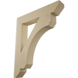 Ekena Millwork - BKTUR055X34X40LEC06RCPR - Timberthane Faux Wood Legacy Style Bracket, Slat Ends, 5 1/2"W x 34"D x 40"H, Primed Tan