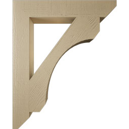 Ekena Millwork - BKTUR055X34X42LEC06RCPR - Timberthane Faux Wood Legacy Style Bracket, Slat Ends, 5 1/2"W x 34"D x 42"H, Primed Tan