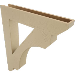 Ekena Millwork - BKTUR055X34X42LEC06RCPR - Timberthane Faux Wood Legacy Style Bracket, Slat Ends, 5 1/2"W x 34"D x 42"H, Primed Tan