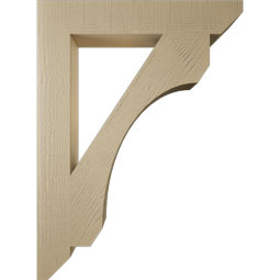 Ekena Millwork - BKTUR055X34X46LEC06RCPR - Timberthane Faux Wood Legacy Style Bracket, Slat Ends, 5 1/2"W x 34"D x 46"H, Primed Tan
