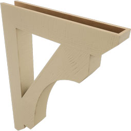 Ekena Millwork - BKTUR055X34X46LEC06RCPR - Timberthane Faux Wood Legacy Style Bracket, Slat Ends, 5 1/2"W x 34"D x 46"H, Primed Tan