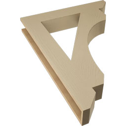 Ekena Millwork - BKTUR055X34X46LEC06RCPR - Timberthane Faux Wood Legacy Style Bracket, Slat Ends, 5 1/2"W x 34"D x 46"H, Primed Tan