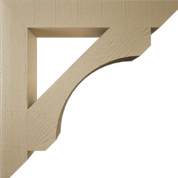 Ekena Millwork - BKTUR055X36X36LEC06RCPR - Timberthane Faux Wood Legacy Style Bracket, Slat Ends, 5 1/2"W x 36"D x 36"H, Primed Tan
