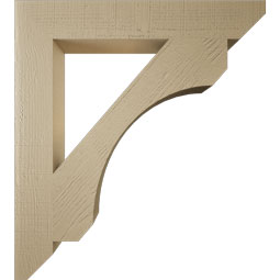 Ekena Millwork - BKTUR055X36X40LEC06RCPR - Timberthane Faux Wood Legacy Style Bracket, Slat Ends, 5 1/2"W x 36"D x 40"H, Primed Tan