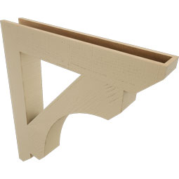Ekena Millwork - BKTUR055X36X40LEC06RCPR - Timberthane Faux Wood Legacy Style Bracket, Slat Ends, 5 1/2"W x 36"D x 40"H, Primed Tan