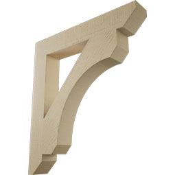 Ekena Millwork - BKTUR055X36X40LEC06RCPR - Timberthane Faux Wood Legacy Style Bracket, Slat Ends, 5 1/2"W x 36"D x 40"H, Primed Tan