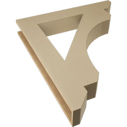 Ekena Millwork - BKTUR055X36X42LEC06RCPR - Timberthane Faux Wood Legacy Style Bracket, Slat Ends, 5 1/2"W x 36"D x 42"H, Primed Tan