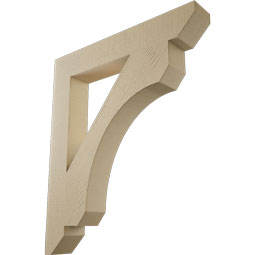 Ekena Millwork - BKTUR055X36X42LEC06RCPR - Timberthane Faux Wood Legacy Style Bracket, Slat Ends, 5 1/2"W x 36"D x 42"H, Primed Tan