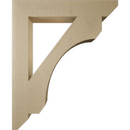 Ekena Millwork - BKTUR055X36X44LEC06RCPR - Timberthane Faux Wood Legacy Style Bracket, Slat Ends, 5 1/2"W x 36"D x 44"H, Primed Tan