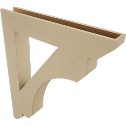 Ekena Millwork - BKTUR055X36X44LEC06RCPR - Timberthane Faux Wood Legacy Style Bracket, Slat Ends, 5 1/2"W x 36"D x 44"H, Primed Tan