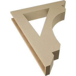 Ekena Millwork - BKTUR055X36X44LEC06RCPR - Timberthane Faux Wood Legacy Style Bracket, Slat Ends, 5 1/2"W x 36"D x 44"H, Primed Tan