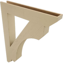 Ekena Millwork - BKTUR055X36X48LEC06RCPR - Timberthane Faux Wood Legacy Style Bracket, Slat Ends, 5 1/2"W x 36"D x 48"H, Primed Tan