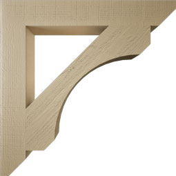 Ekena Millwork - BKTUR055X38X38LEC06RCPR - Timberthane Faux Wood Legacy Style Bracket, Slat Ends, 5 1/2"W x 38"D x 38"H, Primed Tan