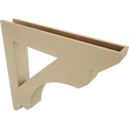Ekena Millwork - BKTUR055X38X38LEC06RCPR - Timberthane Faux Wood Legacy Style Bracket, Slat Ends, 5 1/2"W x 38"D x 38"H, Primed Tan