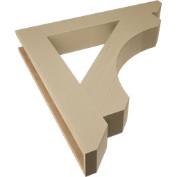 Ekena Millwork - BKTUR055X38X38LEC06RCPR - Timberthane Faux Wood Legacy Style Bracket, Slat Ends, 5 1/2"W x 38"D x 38"H, Primed Tan