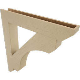 Ekena Millwork - BKTUR055X38X42LEC06RCPR - Timberthane Faux Wood Legacy Style Bracket, Slat Ends, 5 1/2"W x 38"D x 42"H, Primed Tan