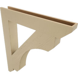 Ekena Millwork - BKTUR055X38X44LEC06RCPR - Timberthane Faux Wood Legacy Style Bracket, Slat Ends, 5 1/2"W x 38"D x 44"H, Primed Tan