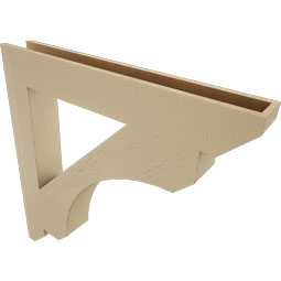 Ekena Millwork - BKTUR055X40X40LEC06RCPR - Timberthane Faux Wood Legacy Style Bracket, Slat Ends, 5 1/2"W x 40"D x 40"H, Primed Tan