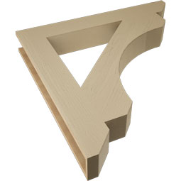 Ekena Millwork - BKTUR055X40X40LEC06RCPR - Timberthane Faux Wood Legacy Style Bracket, Slat Ends, 5 1/2"W x 40"D x 40"H, Primed Tan