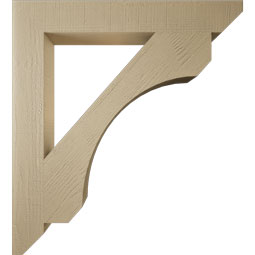 Ekena Millwork - BKTUR055X40X44LEC06RCPR - Timberthane Faux Wood Legacy Style Bracket, Slat Ends, 5 1/2"W x 40"D x 44"H, Primed Tan