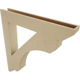 Ekena Millwork - BKTUR055X40X44LEC06RCPR - Timberthane Faux Wood Legacy Style Bracket, Slat Ends, 5 1/2"W x 40"D x 44"H, Primed Tan