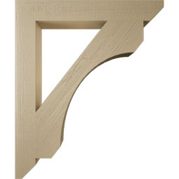 Ekena Millwork - BKTUR055X40X48LEC06RCPR - Timberthane Faux Wood Legacy Style Bracket, Slat Ends, 5 1/2"W x 40"D x 48"H, Primed Tan