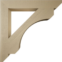 Ekena Millwork - BKTUR055X42X42LEC06RCPR - Timberthane Faux Wood Legacy Style Bracket, Slat Ends, 5 1/2"W x 42"D x 42"H, Primed Tan