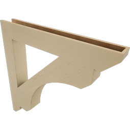 Ekena Millwork - BKTUR055X42X42LEC06RCPR - Timberthane Faux Wood Legacy Style Bracket, Slat Ends, 5 1/2"W x 42"D x 42"H, Primed Tan