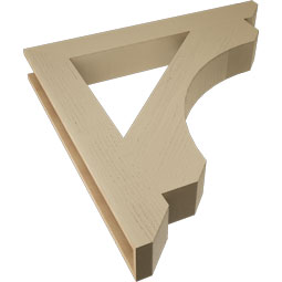 Ekena Millwork - BKTUR055X42X42LEC06RCPR - Timberthane Faux Wood Legacy Style Bracket, Slat Ends, 5 1/2"W x 42"D x 42"H, Primed Tan