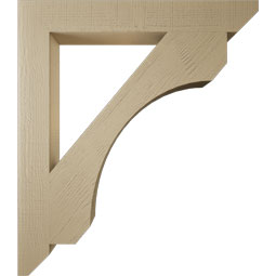 Ekena Millwork - BKTUR055X42X48LEC06RCPR - Timberthane Faux Wood Legacy Style Bracket, Slat Ends, 5 1/2"W x 42"D x 48"H, Primed Tan