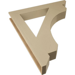 Ekena Millwork - BKTUR055X42X48LEC06RCPR - Timberthane Faux Wood Legacy Style Bracket, Slat Ends, 5 1/2"W x 42"D x 48"H, Primed Tan