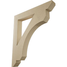 Ekena Millwork - BKTUR055X42X48LEC06RCPR - Timberthane Faux Wood Legacy Style Bracket, Slat Ends, 5 1/2"W x 42"D x 48"H, Primed Tan