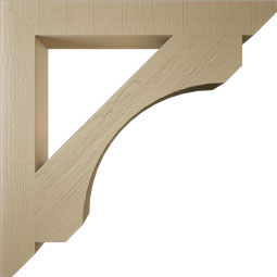 Ekena Millwork - BKTUR055X44X44LEC06RCPR - Timberthane Faux Wood Legacy Style Bracket, Slat Ends, 5 1/2"W x 44"D x 44"H, Primed Tan