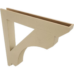 Ekena Millwork - BKTUR055X44X48LEC06RCPR - Timberthane Faux Wood Legacy Style Bracket, Slat Ends, 5 1/2"W x 44"D x 48"H, Primed Tan