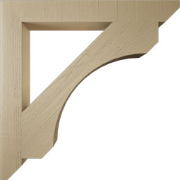Ekena Millwork - BKTUR055X46X46LEC06RCPR - Timberthane Faux Wood Legacy Style Bracket, Slat Ends, 5 1/2"W x 46"D x 46"H, Primed Tan