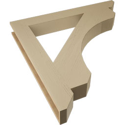 Ekena Millwork - BKTUR055X46X46LEC06RCPR - Timberthane Faux Wood Legacy Style Bracket, Slat Ends, 5 1/2"W x 46"D x 46"H, Primed Tan