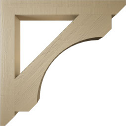 Ekena Millwork - BKTUR055X48X48LEC06RCPR - Timberthane Faux Wood Legacy Style Bracket, Slat Ends, 5 1/2"W x 48"D x 48"H, Primed Tan