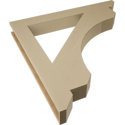 Ekena Millwork - BKTUR055X48X48LEC06RCPR - Timberthane Faux Wood Legacy Style Bracket, Slat Ends, 5 1/2"W x 48"D x 48"H, Primed Tan