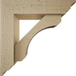 Ekena Millwork - BKTUR0352X14X14LEC01RCPR - Timberthane Faux Wood Legacy Style Bracket w/ Offset Brace, Traditional Ends, 3 1/2"W x 14"D x 14"H, Primed Tan
