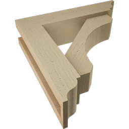Ekena Millwork - BKTUR0352X14X14LEC01RCPR - Timberthane Faux Wood Legacy Style Bracket w/ Offset Brace, Traditional Ends, 3 1/2"W x 14"D x 14"H, Primed Tan